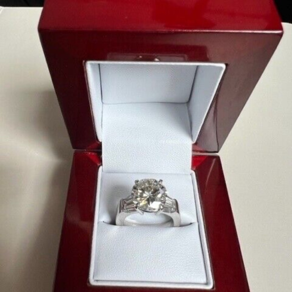 Hand Made Diamond Ring W/4 Diamond Baguettes-Total Carats of 4.36-$25,000
